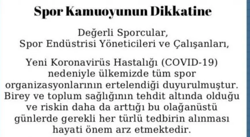 SPOR HEKİMLERİ DERNEĞİ UYARDI!..