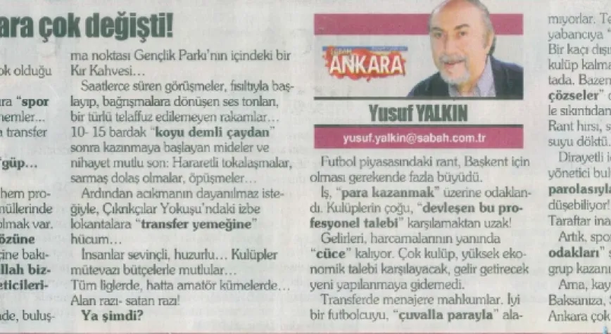 YUSUF YALKIN'IN SABAH'TAKİ YAZISI!
